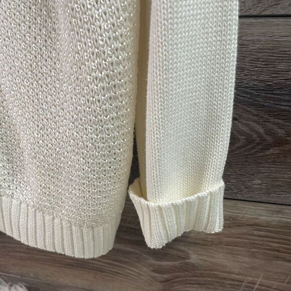 ALLISON DALEY Womens Cream Sweater Button Front Rhinestone Open Knit Front Fancy - Picture 9 of 10